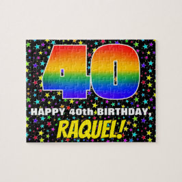 40e verjaardag — Fun, kleurrijk Star Field Pattern Legpuzzel