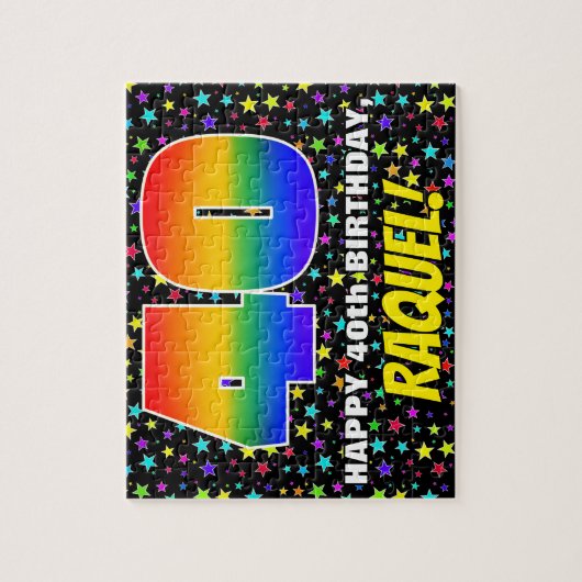 40e verjaardag — Fun, kleurrijk Star Field Pattern Legpuzzel (Verticaal)