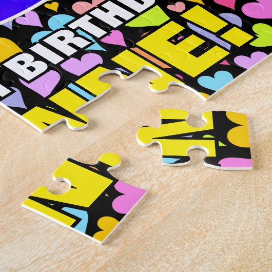 40e verjaardag — Fun, liefhebbende hartvormen + "4 Legpuzzel (Zijkant)