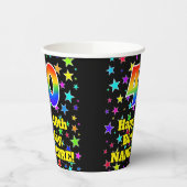 40e verjaardag: Fun Stars Pattern en Rainbow 40 Papieren Bekers (Links)