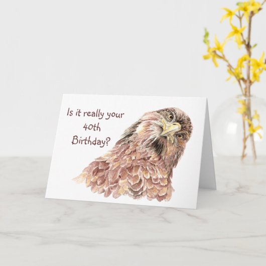 40e verjaardag Funny Insulting Cute Curious Bird Kaart (Gele Bloem)