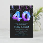 40e verjaardag Galaxy Balloons met Confetti Kaart (Staand voorkant)