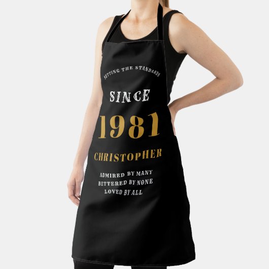 40e verjaardag Geboren 1981 Zwart Goud Man Schort (Insitu)