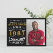 40e verjaardag Geboren in 1983 Black Gold Retro Fo Kaart (Staand voorkant)