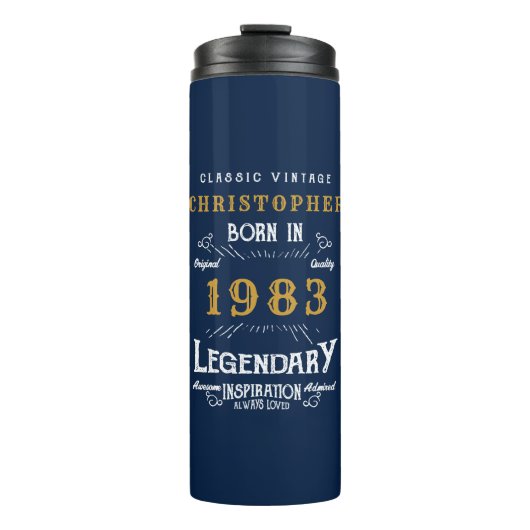 40e verjaardag Geboren in 1983 Legend Blue Gold Ad Thermosbeker (Voorkant)