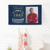 40e verjaardag Geboren in 1983 Legend Blue Gold Fo Spandoek (Insitu)