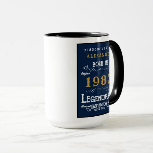 40e verjaardag Geboren in 1983  Legend Blue Gold Mok (Voorkant rechts)