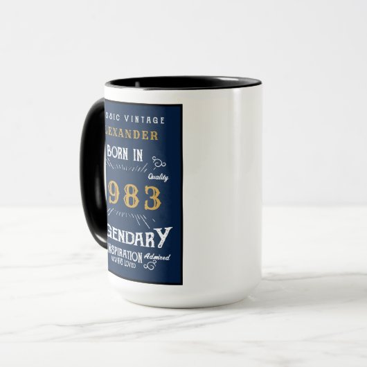 40e verjaardag Geboren in 1983  Legend Blue Gold Mok (Voorkant links)
