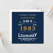 40e verjaardag Geboren in 1983 Legende Blauw Goud Kaart (Voorkant / Achterkant in situ)