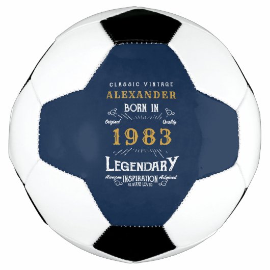 40e verjaardag Geboren in 1983 Monogram naam Legen Voetbal (Voorkant)