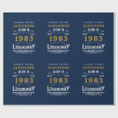 40e verjaardag Geboren in 1983 Naam Legend Blue Go Cadeaupapier (Vlak)