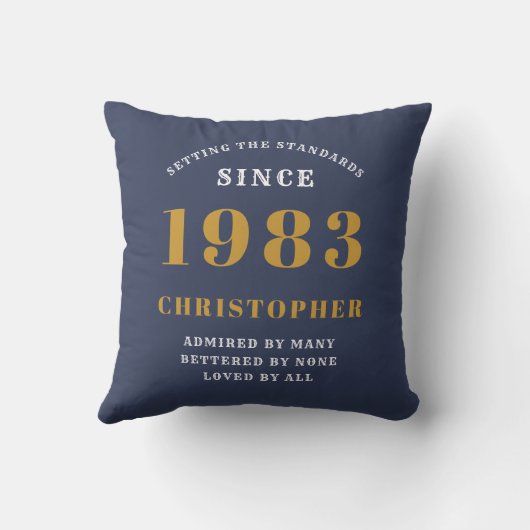 40e verjaardag Geboren in 1983 Naam toevoegen Blau Kussen (Achterkant)