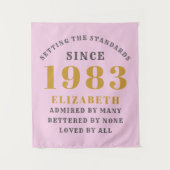 40e verjaardag Geboren in 1983 Naam toevoegen Roze Wandkleed (Voorkant)