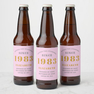 40e verjaardag Geboren in 1983 Roze grijs Bier Etiket