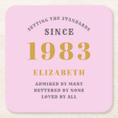 40e verjaardag Geboren in 1983 Roze grijs Kartonnen Onderzetters (Voorkant)