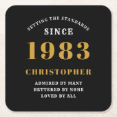 40e verjaardag Geboren in 1983 Voeg de naam Black  Kartonnen Onderzetters (Voorkant)