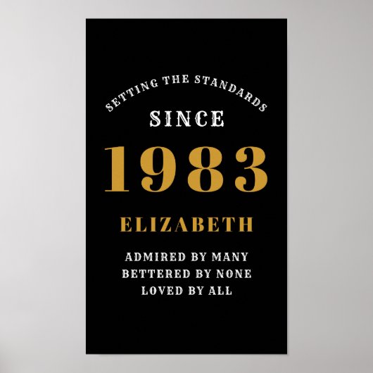 40e verjaardag Geboren in 1983 Voeg de naam Black  Poster (Voorkant)