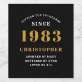 40e verjaardag Geboren in 1983 Voeg de naam Black Wijn Etiket (Enkel label)