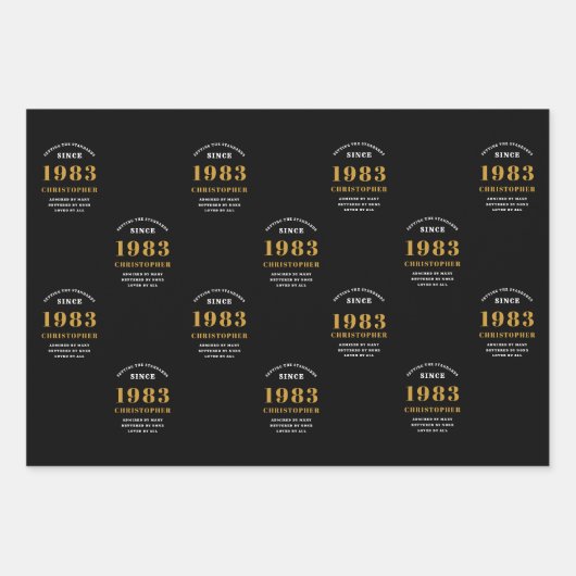 40e verjaardag, geboren in 1983 Zwarte Gold toevoe Inpakpapier Vel (Voorkant)