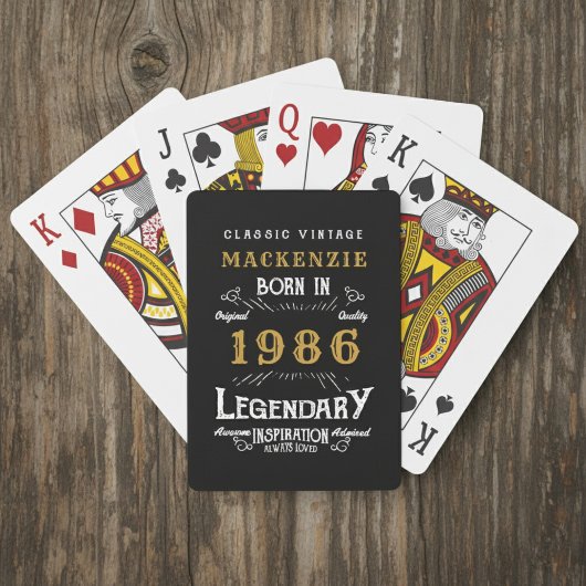40e verjaardag Geboren in 1986 Legende Zwart Goud Pokerkaarten