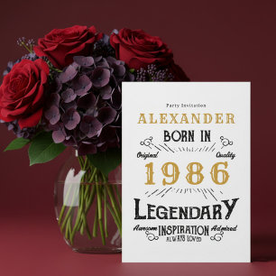 40e verjaardag Geboren in 1986 Wit Goud Retro Vint Kaart