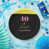 40e verjaardag Geel zwart Papieren Bordje (Feest)