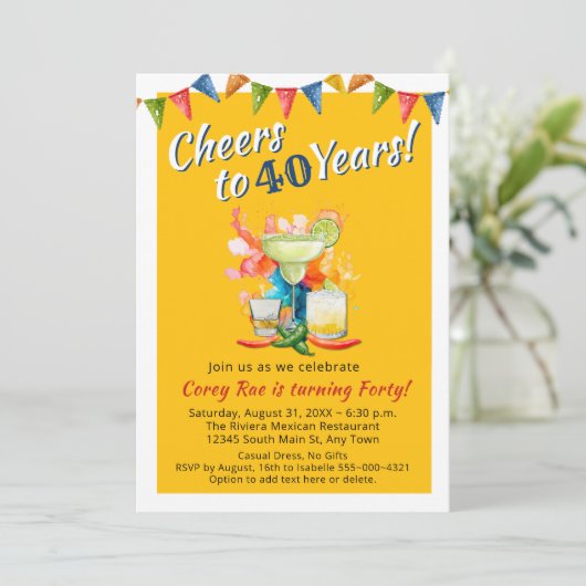 40e verjaardag gejuich voor 40 jaar Mexicaanse Fie Kaart (Staand voorkant)