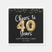 40e verjaardag gejuich voor 40 jaar zwart goud servet (Voorkant)