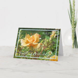 40e verjaardag Gele rozengeel Denise Modern Blue L Kaart