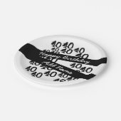 40e verjaardag Gepersonaliseerd Funky Black White Papieren Bordje (Gekanteld)