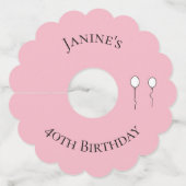 40e verjaardag gepersonaliseerd met ballonnen wijnglaslabel (Voorkant)