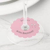 40e verjaardag gepersonaliseerd met ballonnen wijnglaslabel (Dichtbij)