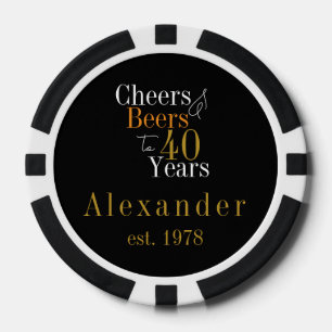 40e verjaardag Gepersonaliseerde Cheers Beers Zwar Poker Chips