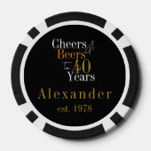 40e verjaardag Gepersonaliseerde Cheers Beers Zwar Poker Chips (Achterkant)