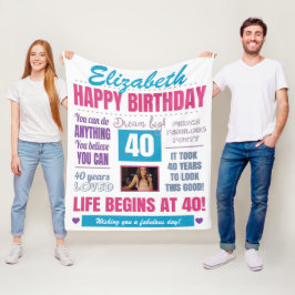 40e verjaardag Gepersonaliseerde foto Fleece Deken