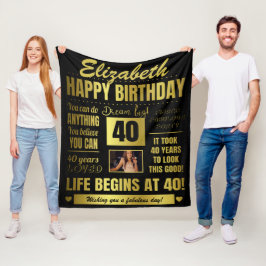 40e verjaardag Gepersonaliseerde foto Fleece Deken