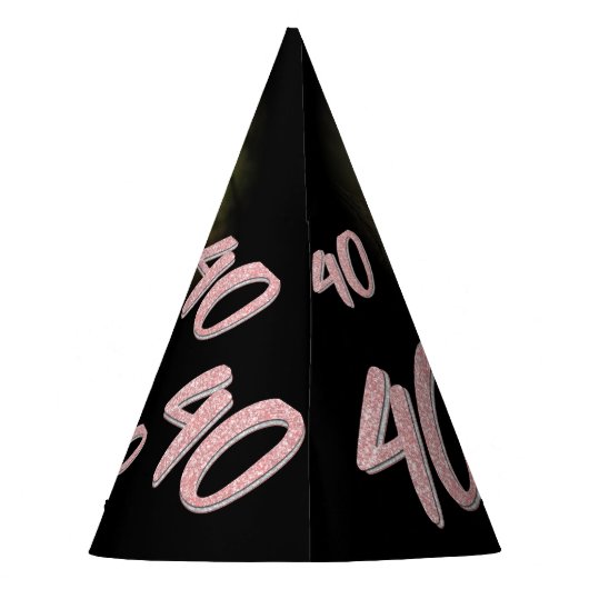 40e verjaardag gepersonaliseerde foto glitter roze feesthoedjes (Achterkant)
