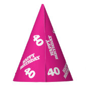 40e verjaardag gepersonaliseerde foto wit roze feesthoedjes (Achterkant)