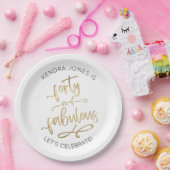 40e verjaardag gepersonaliseerde gouden glitter papieren bordje (Feest)