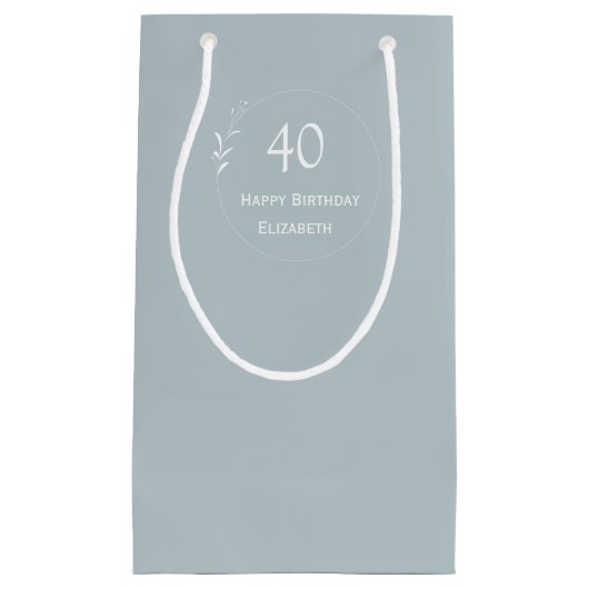 40e verjaardag gepersonaliseerde lichtblauw klein cadeauzakje (Voorkant)