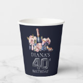40e verjaardag gepersonaliseerde luxe papieren bekers (Voorkant)