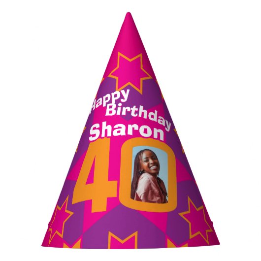 40e verjaardag gepersonaliseerde pet van de fotost feesthoedjes (Voorkant)