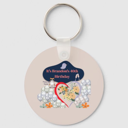 40e verjaardag Gepersonaliseerde Sleutelhanger (Voorkant)