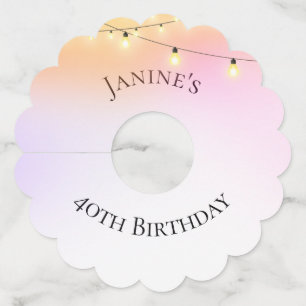 40e verjaardag Gepersonaliseerde String Lights Wijnglaslabel