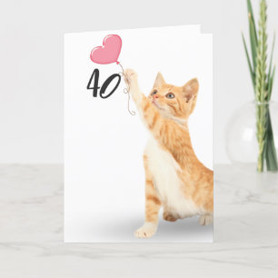 40e verjaardag gestreepte kat kaart
