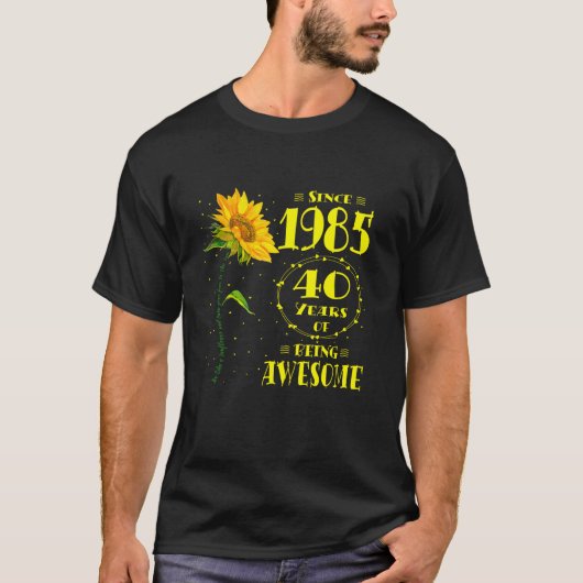 40e verjaardag Geweldige 40 jaar oude zonnebloem l T-shirt (Voorkant)