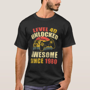 40e verjaardag Geweldige gamerniveau 40 onvergrend T-shirt