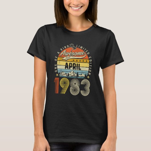 40e verjaardag Geweldige sinds april 1983 T-shirt (Voorkant)