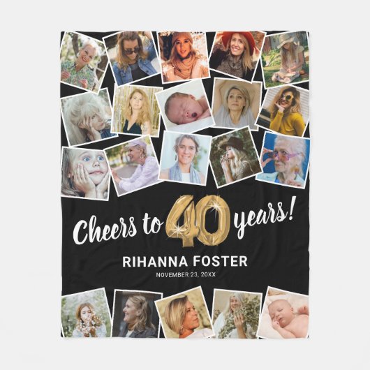 40e verjaardag Gift Multi Foto Fleece Deken (Voorkant)
