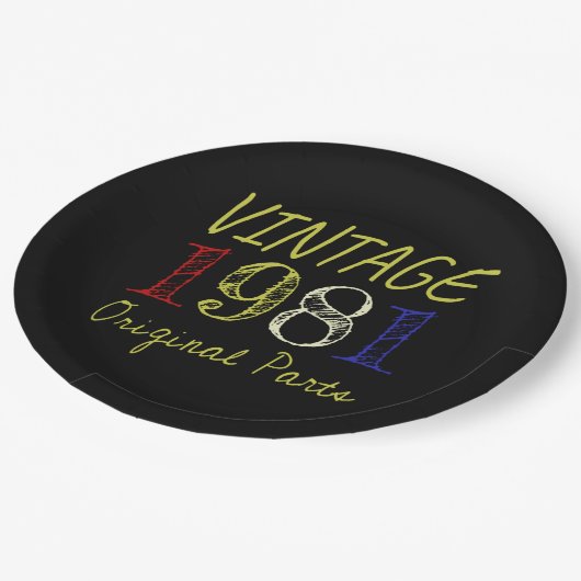 40e verjaardag  gift retro 1981 papieren bordje (Gekanteld)